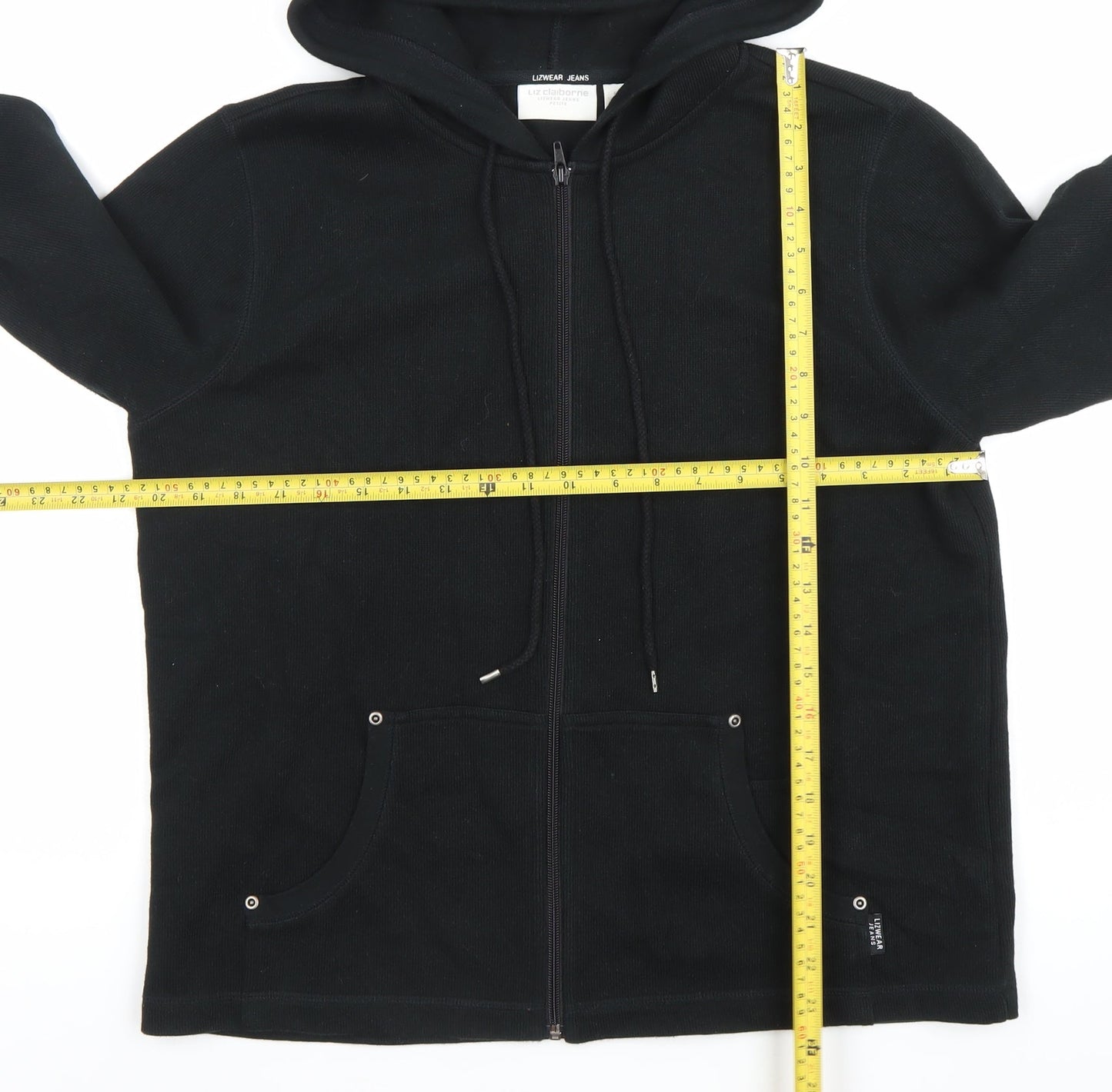 Liz Claiborne Womens Black Petite Small Full Zip Hoodie