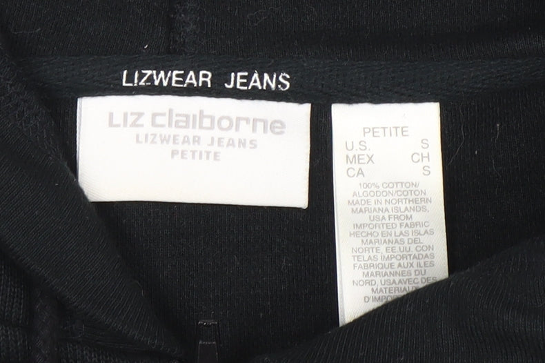 Liz Claiborne Womens Black Petite Small Full Zip Hoodie