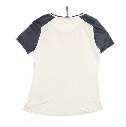 Karen Millen Women’s Beige Black Raglan Short Sleeve T-Shirt Size 12