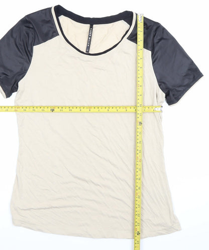 Karen Millen Women’s Beige Black Raglan Short Sleeve T-Shirt Size 12