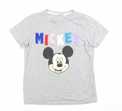 Womens UK Size 12 Disney Grey Basic T-Shirt