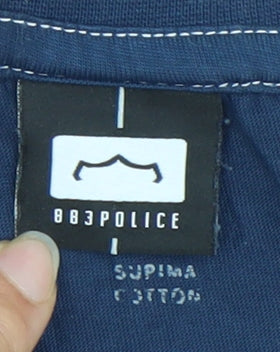 883 Police Mens Blue 2XL Cotton Crew Neck Short Sleeve T-Shirt