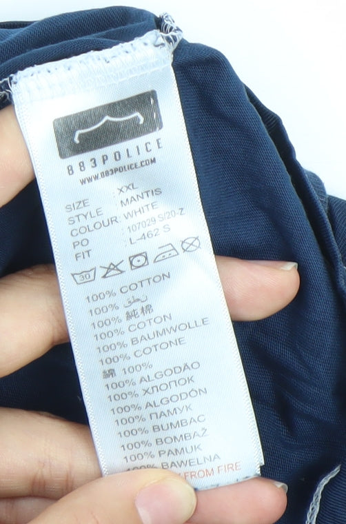 883 Police Mens Blue 2XL Cotton Crew Neck Short Sleeve T-Shirt