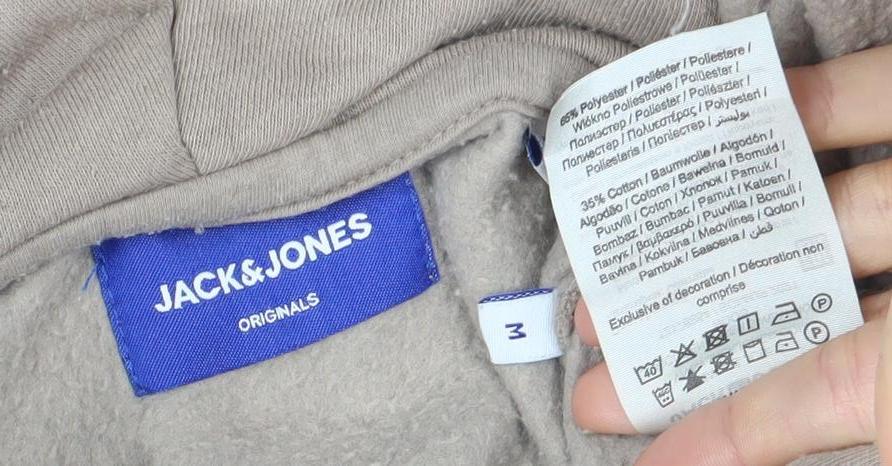 Mens UK Size M JACK & JONES Beige Pullover Hoodie