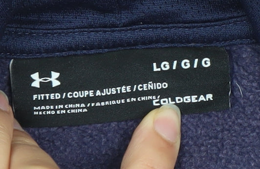 Under Armour Men's Blue Pullover Hoodie L Fleece Athletic ColdGear