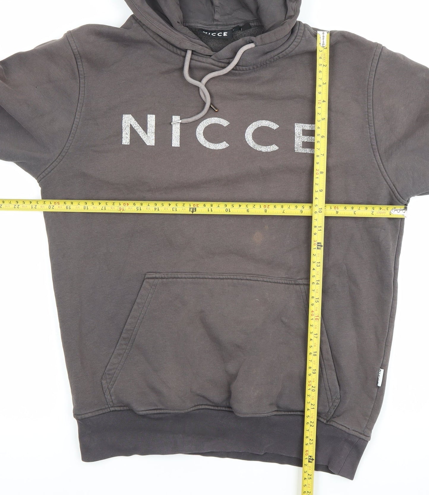 Mens UK Size S NICCE Grey Pullover Hoodie