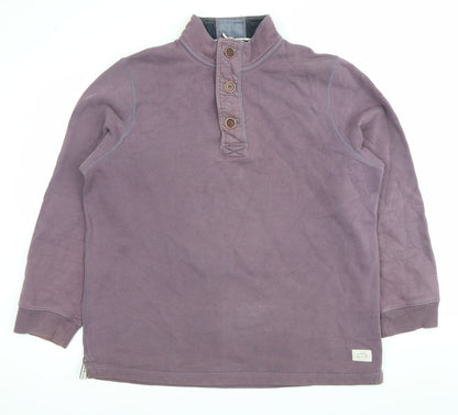 White Stuff Mens Purple Henley Sweatshirt XL Cotton Blend