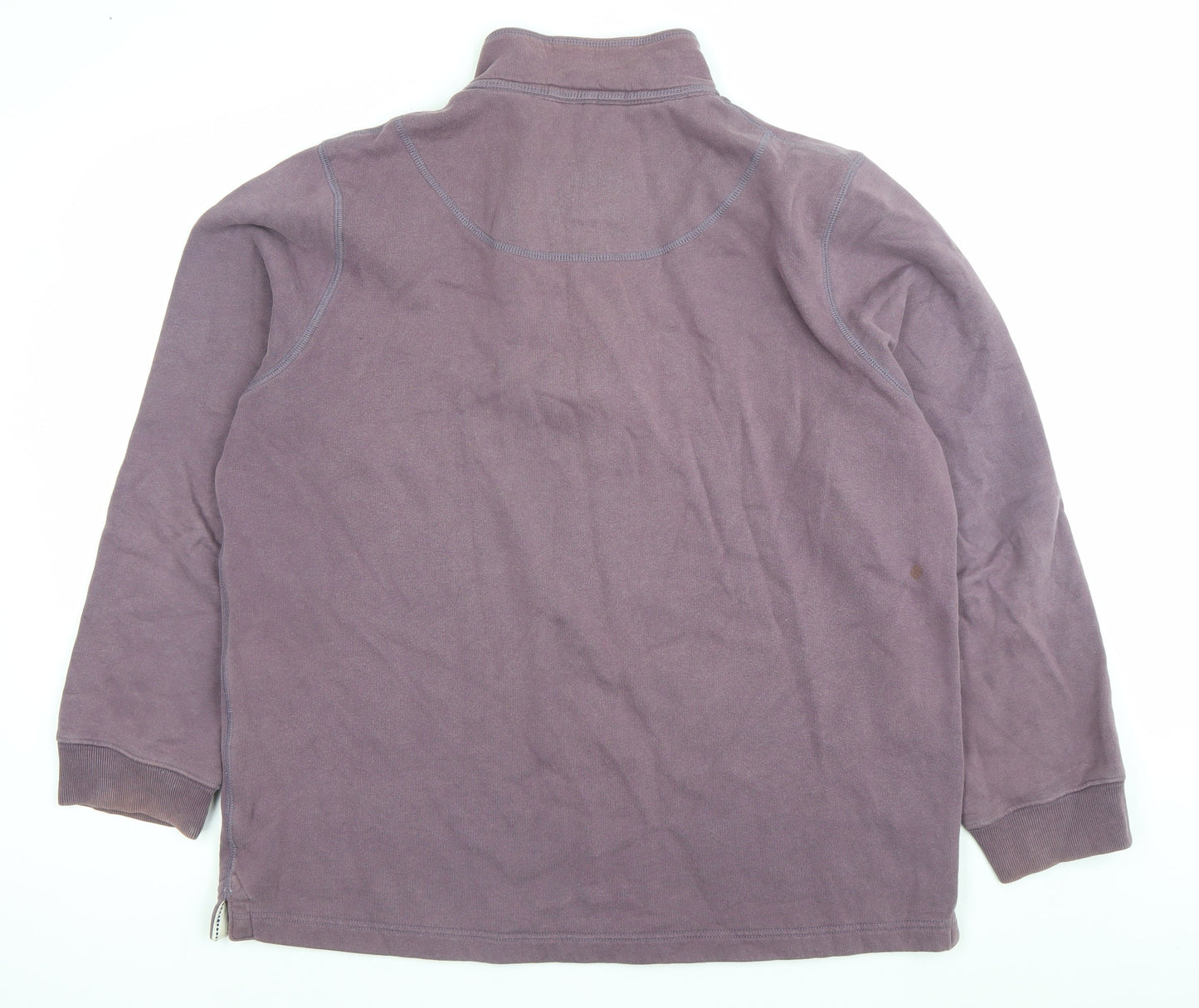White Stuff Mens Purple Henley Sweatshirt XL Cotton Blend