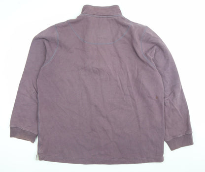 White Stuff Mens Purple Henley Sweatshirt XL Cotton Blend