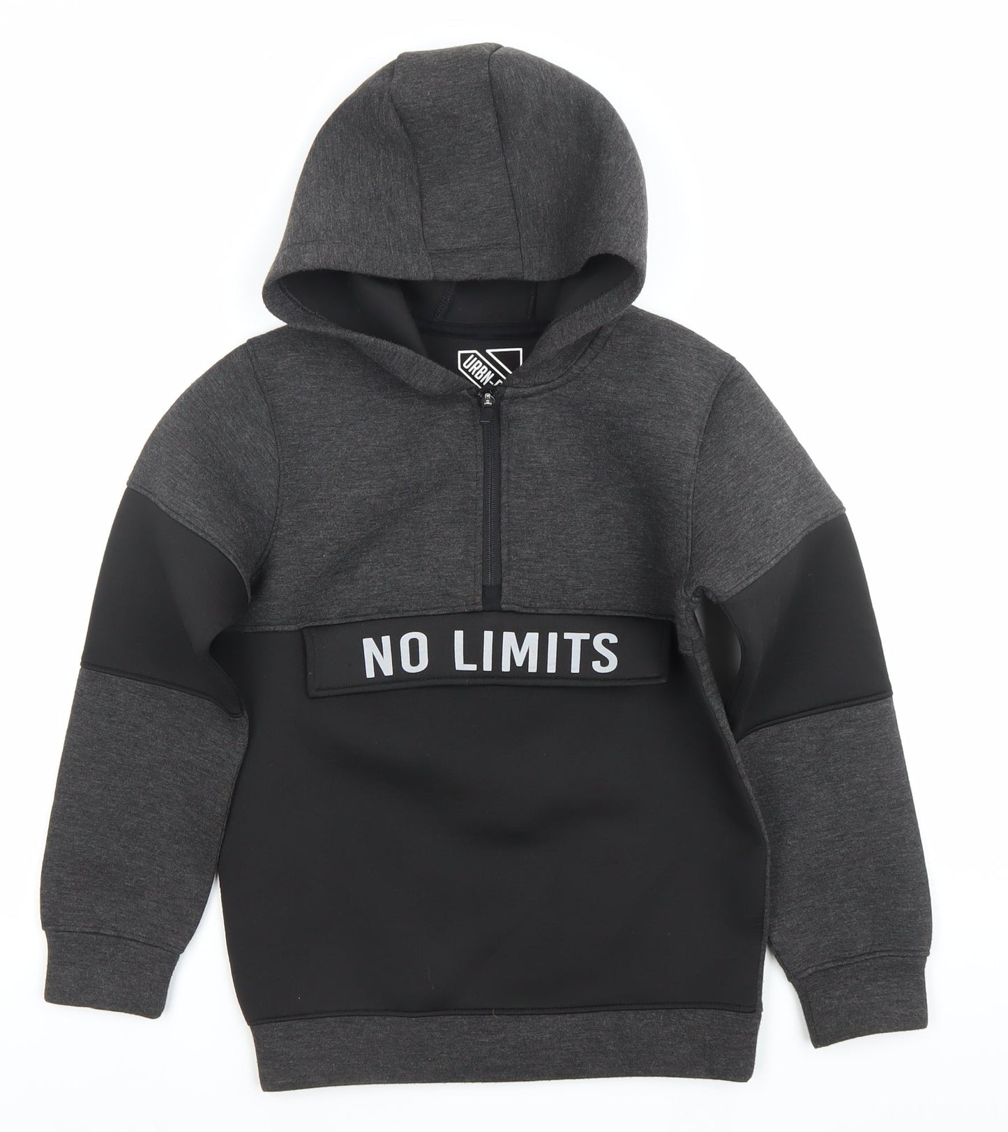 URBN-DEPT Boys Grey Black Pullover Hoodie 9 Years No Limits Graphic