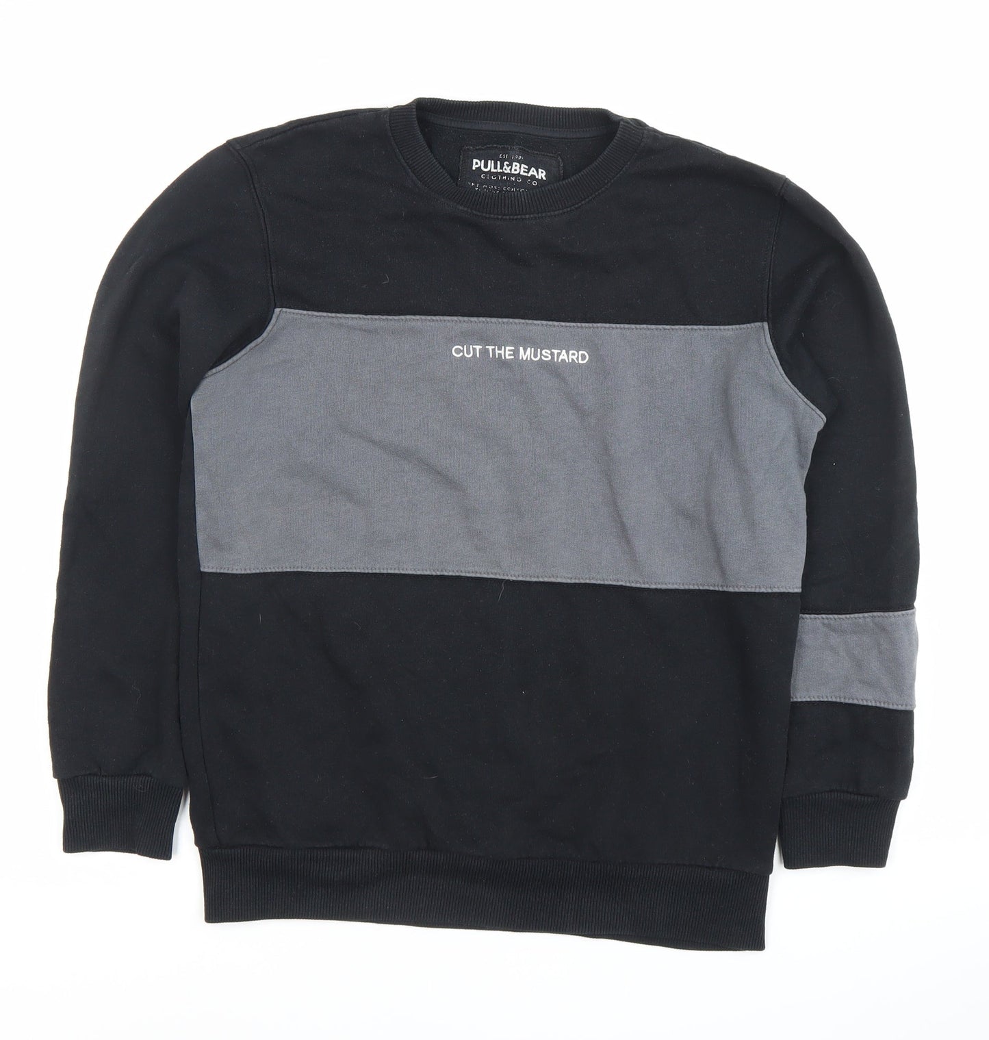 Mens UK Size S Pull&Bear Black Pullover Sweatshirt