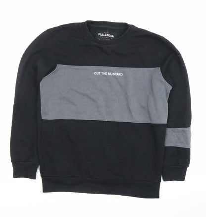 Mens UK Size S Pull&Bear Black Pullover Sweatshirt