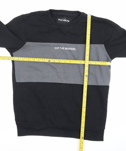 Mens UK Size S Pull&Bear Black Pullover Sweatshirt