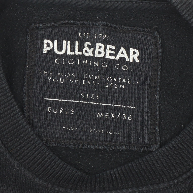 Mens UK Size S Pull&Bear Black Pullover Sweatshirt