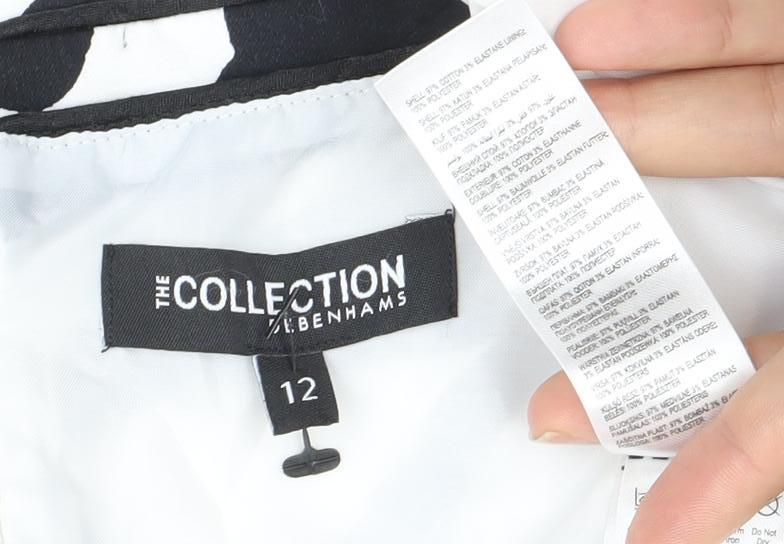 Debenhams Women’s Black White Floral Sheath Dress Size 12 Knee Length