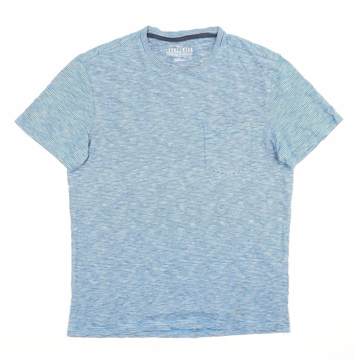 Next Men’s Blue Striped Cotton Crew Neck T-Shirt Size S