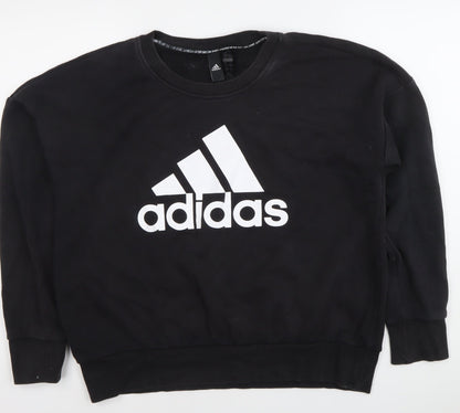 Adidas Womens Black M Pullover Sweatshirt Logo Sportswear