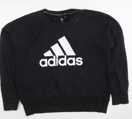 Adidas Womens Black M Pullover Sweatshirt Logo Sportswear
