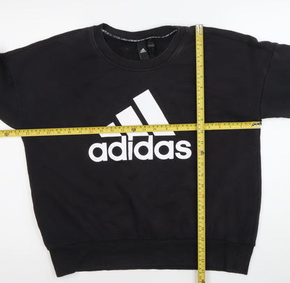 Adidas Womens Black M Pullover Sweatshirt Logo Sportswear