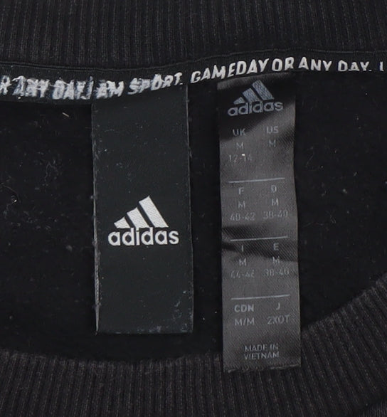 Adidas Womens Black M Pullover Sweatshirt Logo Sportswear