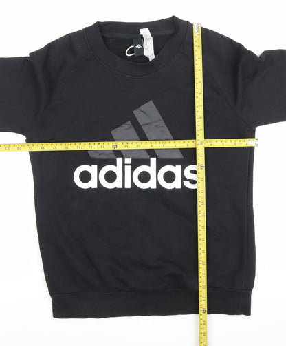 Adidas Womens Black Pullover Sweatshirt Size 12 Logo Sports Top