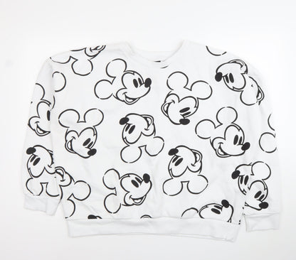 Unisex Adults UK Size L Disney White Pullover Sweatshirt