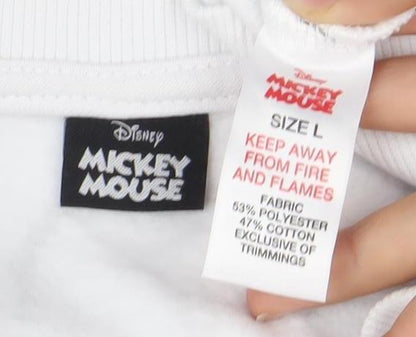 Unisex Adults UK Size L Disney White Pullover Sweatshirt