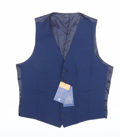 Mens UK Size 42 Marks and Spencer Regular Blue Suit Waistcoat