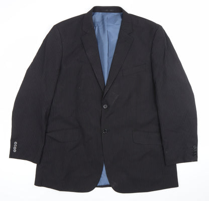F&F Men's Black Pinstripe 46 Blazer Jacket Formal Wedding