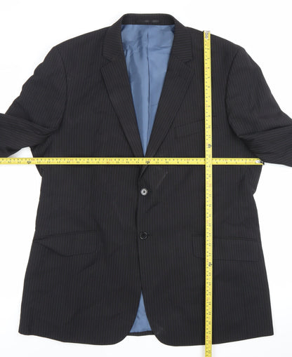 F&F Men's Black Pinstripe 46 Blazer Jacket Formal Wedding