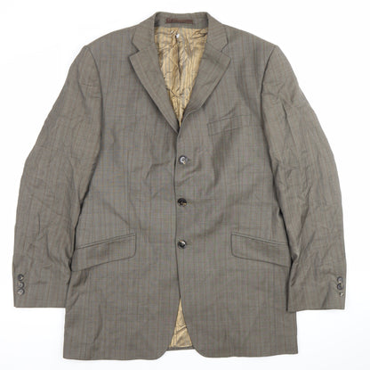 Jeff Banks Men’s Brown Checked Wool Blazer Jacket Size 42 Regular