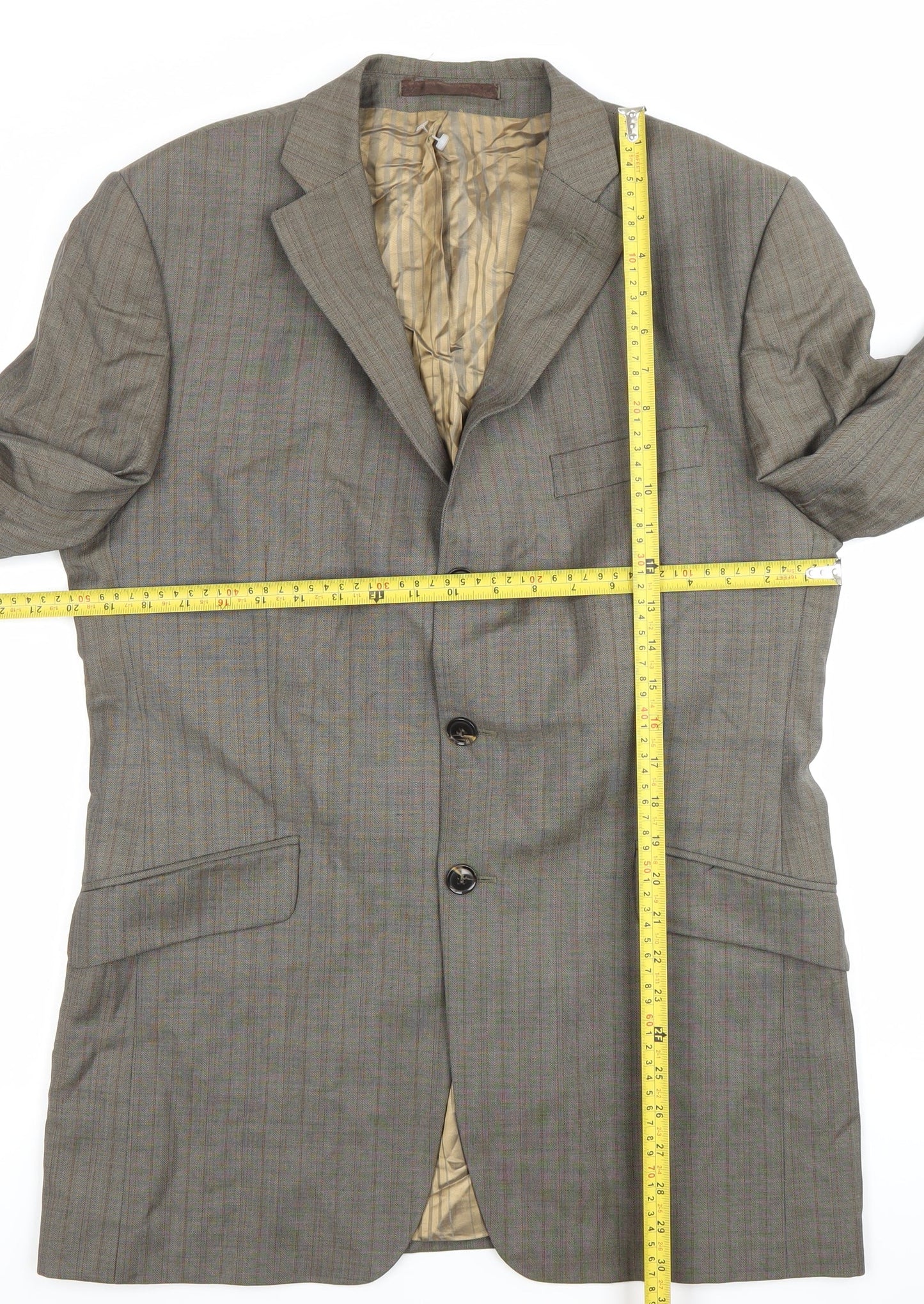 Jeff Banks Men’s Brown Checked Wool Blazer Jacket Size 42 Regular