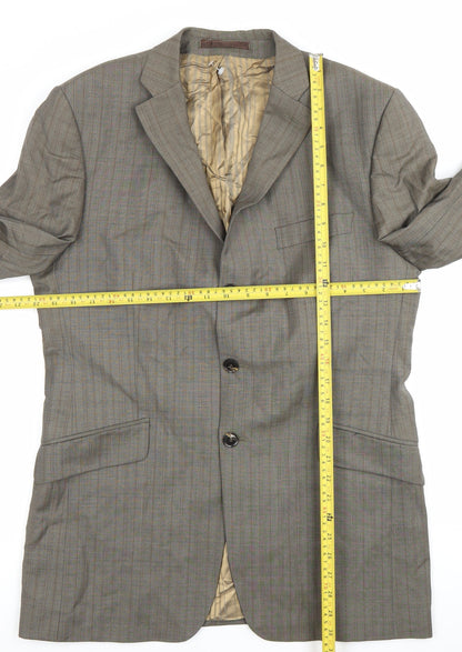 Jeff Banks Men’s Brown Checked Wool Blazer Jacket Size 42 Regular