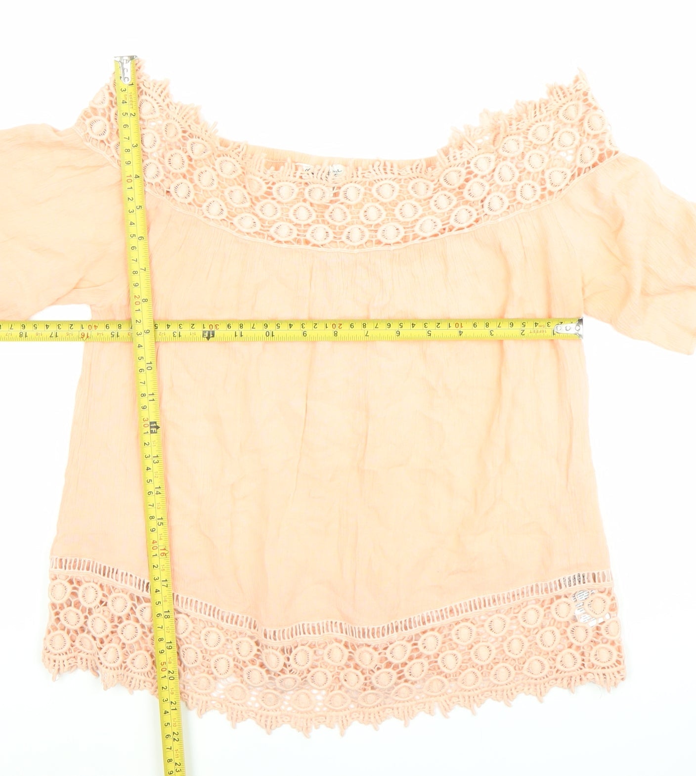 Miss Selfridge Womens Pink Off Shoulder Crochet Cotton Blouse Size 8