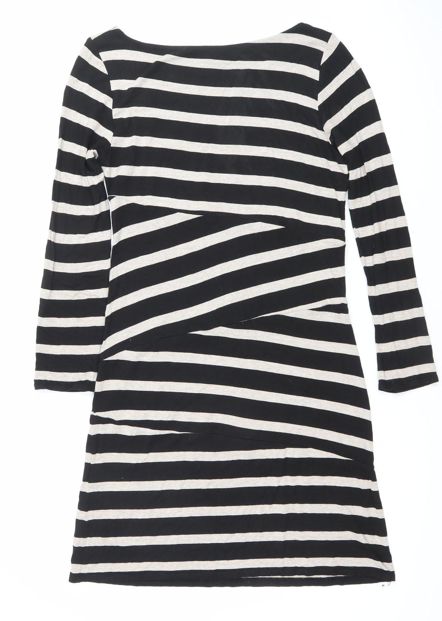 French Connection Women’s Black Beige Striped Shift Dress Size 10