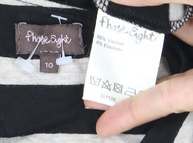 French Connection Women’s Black Beige Striped Shift Dress Size 10