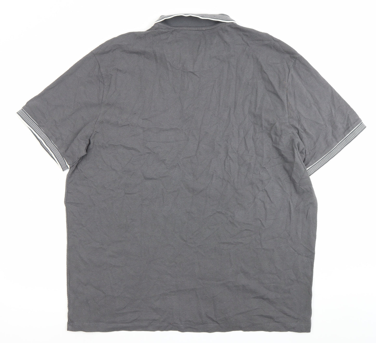 Next Men’s Grey 2XL Polo Shirt Short Sleeve 1/4 Zip Cotton