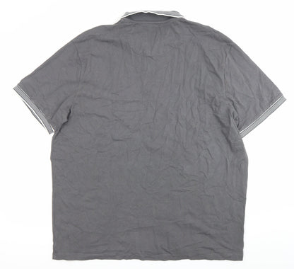 Next Men’s Grey 2XL Polo Shirt Short Sleeve 1/4 Zip Cotton