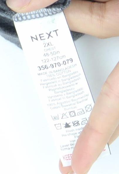 Next Men’s Grey 2XL Polo Shirt Short Sleeve 1/4 Zip Cotton