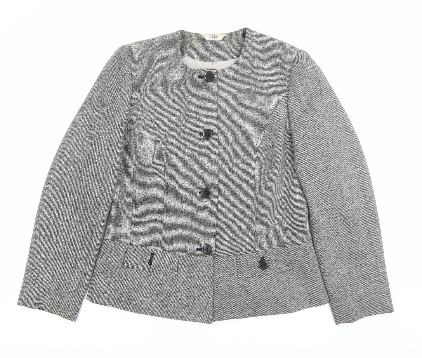 Happit Womens Grey Size 12 Single-Breasted Blazer Jacket