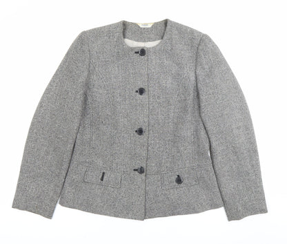 Happit Womens Grey Size 12 Single-Breasted Blazer Jacket