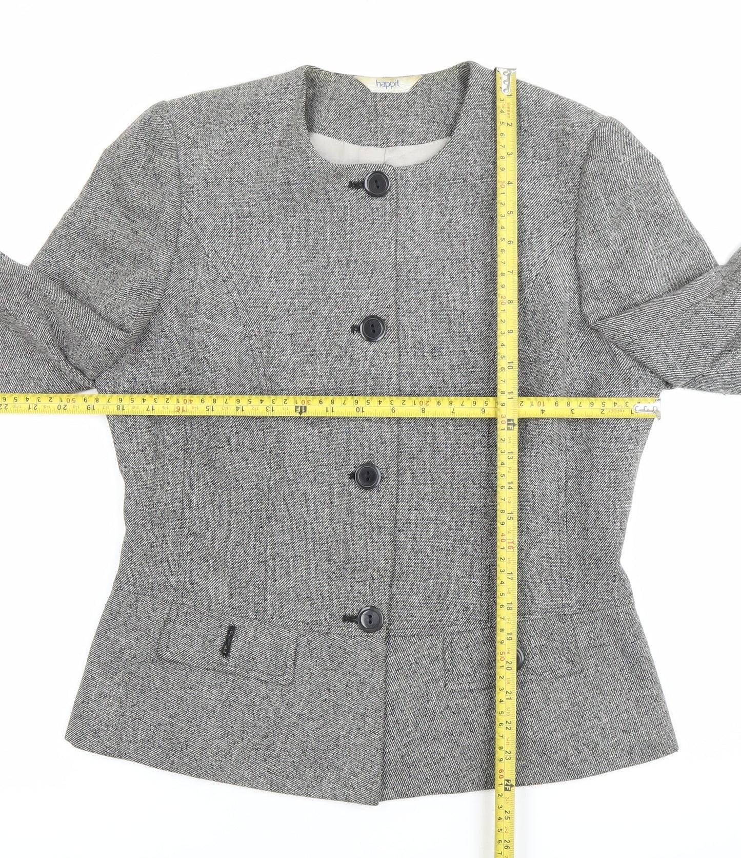 Happit Womens Grey Size 12 Single-Breasted Blazer Jacket