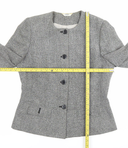 Happit Womens Grey Size 12 Single-Breasted Blazer Jacket