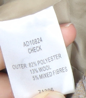 Cotton Traders Women's Beige Check Blazer Size 16 Single-Breasted Jacket