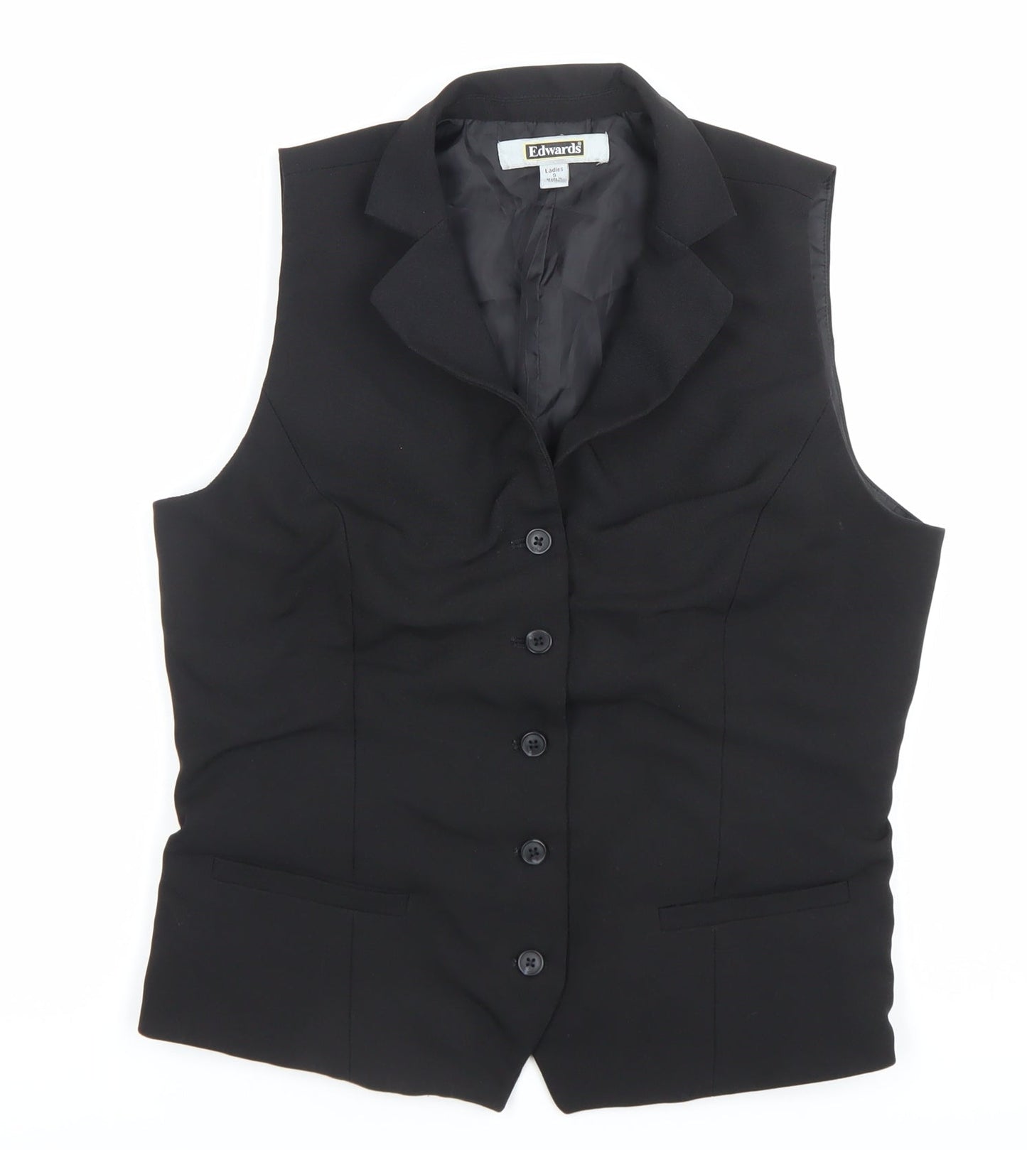 Edwards Womens Black Waistcoat S Regular Fit 5-Button Workwear Vest