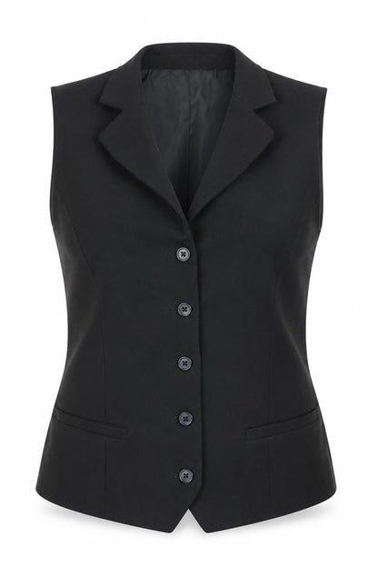 Edwards Womens Black Waistcoat S Regular Fit 5-Button Workwear Vest