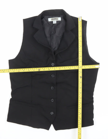 Edwards Womens Black Waistcoat S Regular Fit 5-Button Workwear Vest