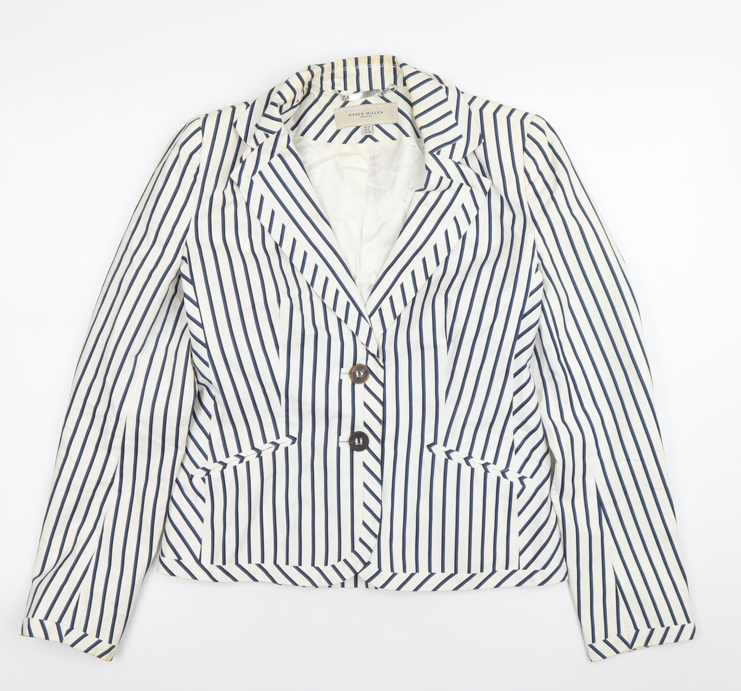 Karen Millen Women’s White Striped Blazer UK 12 Tailored Jacket
