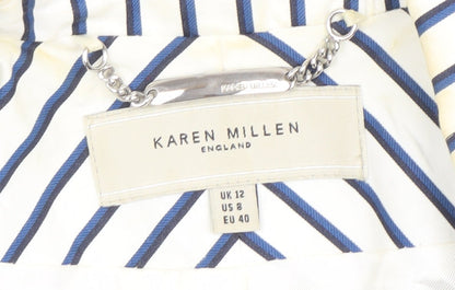 Karen Millen Women’s White Striped Blazer UK 12 Tailored Jacket