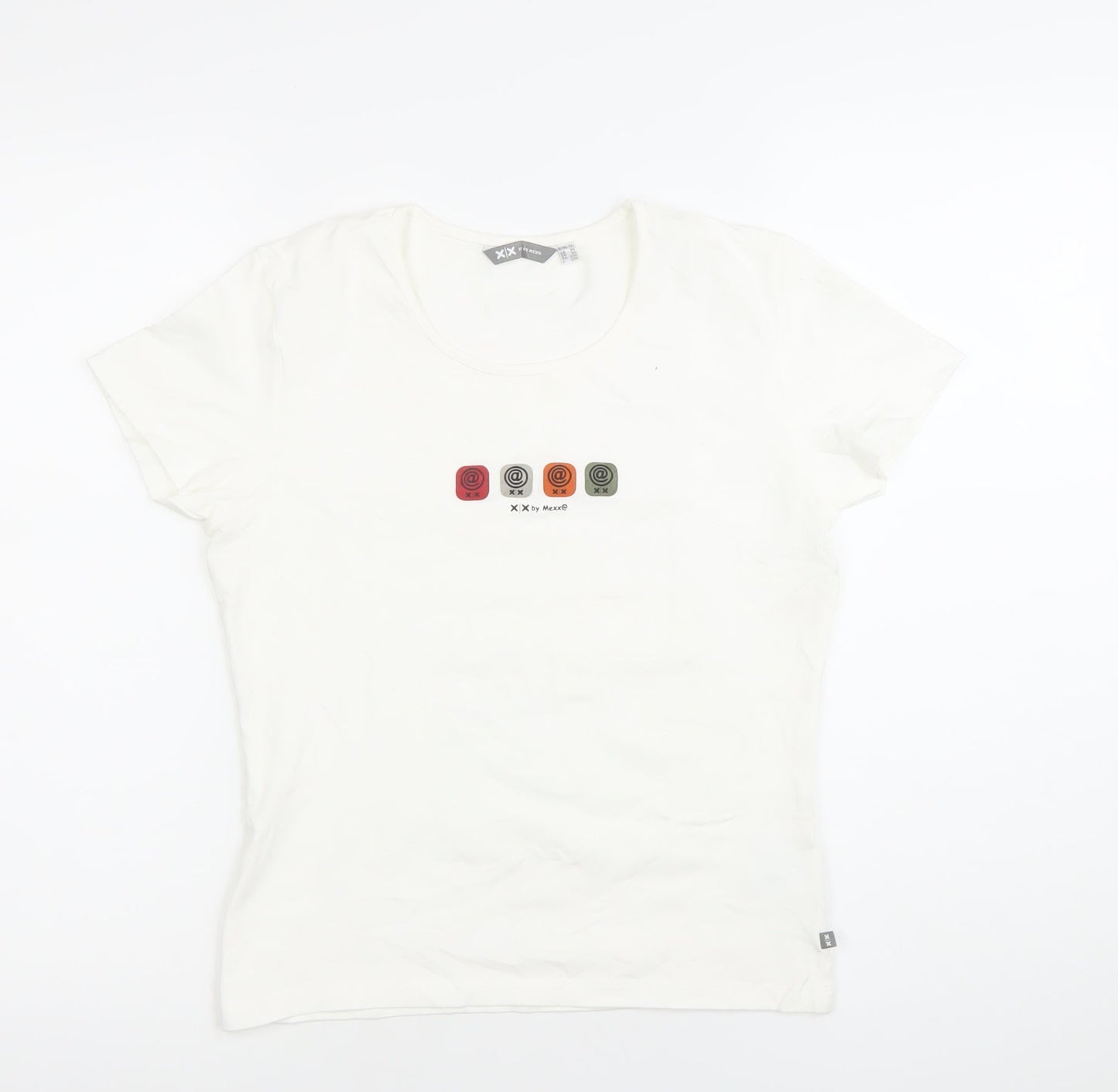 Mexx Womens White XL Scoop Neck Short Sleeve Stretch T-Shirt